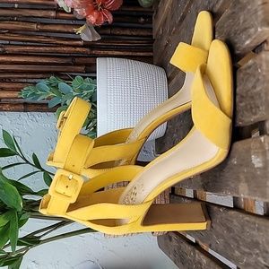 Vince Camuto suede ankle strap heels in Yellow Sz 7